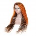 4/350 Ginger Highlight 13x4 Transparent Lace Front Wig Ombre Ginger Human Hair Wig